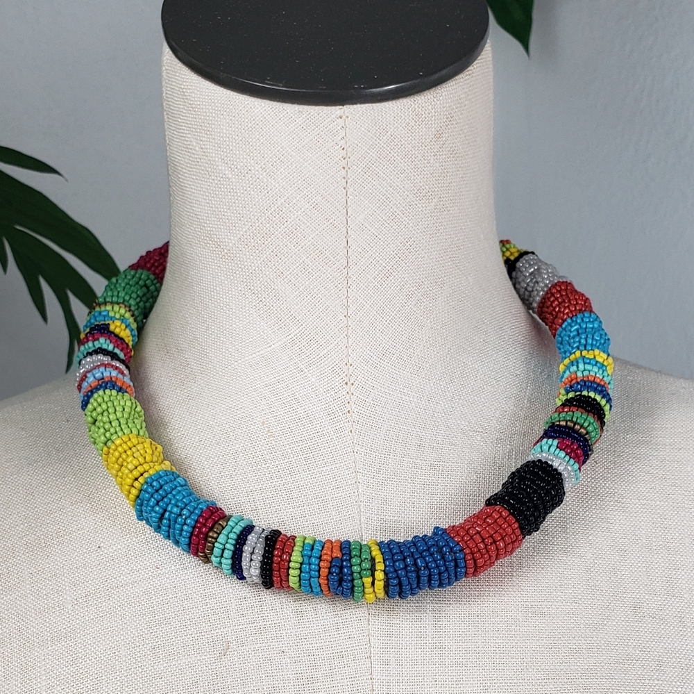 Bright & Colorful Beaded Handcrafted Choker with a Southwestern / Native Vibe